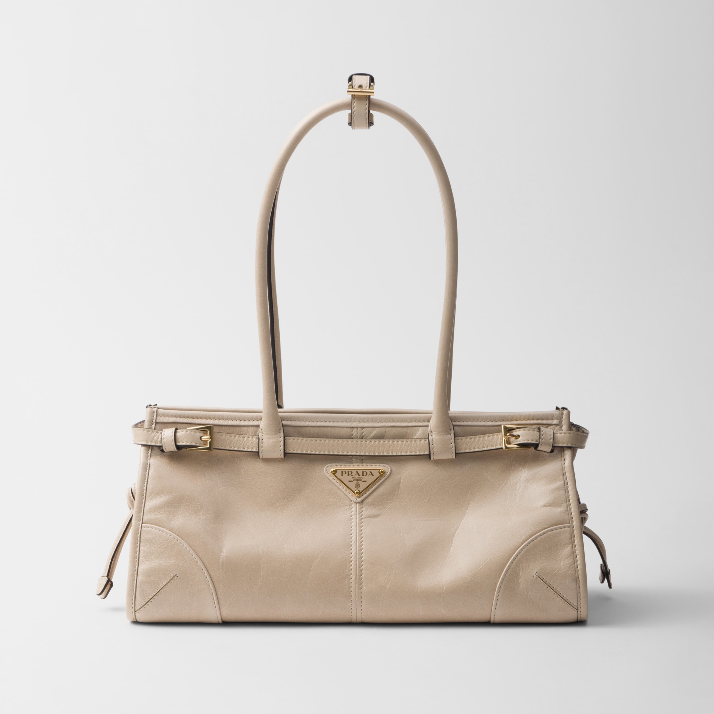 MEDIUM LEATHER HANDBAG, TRAVERTINE