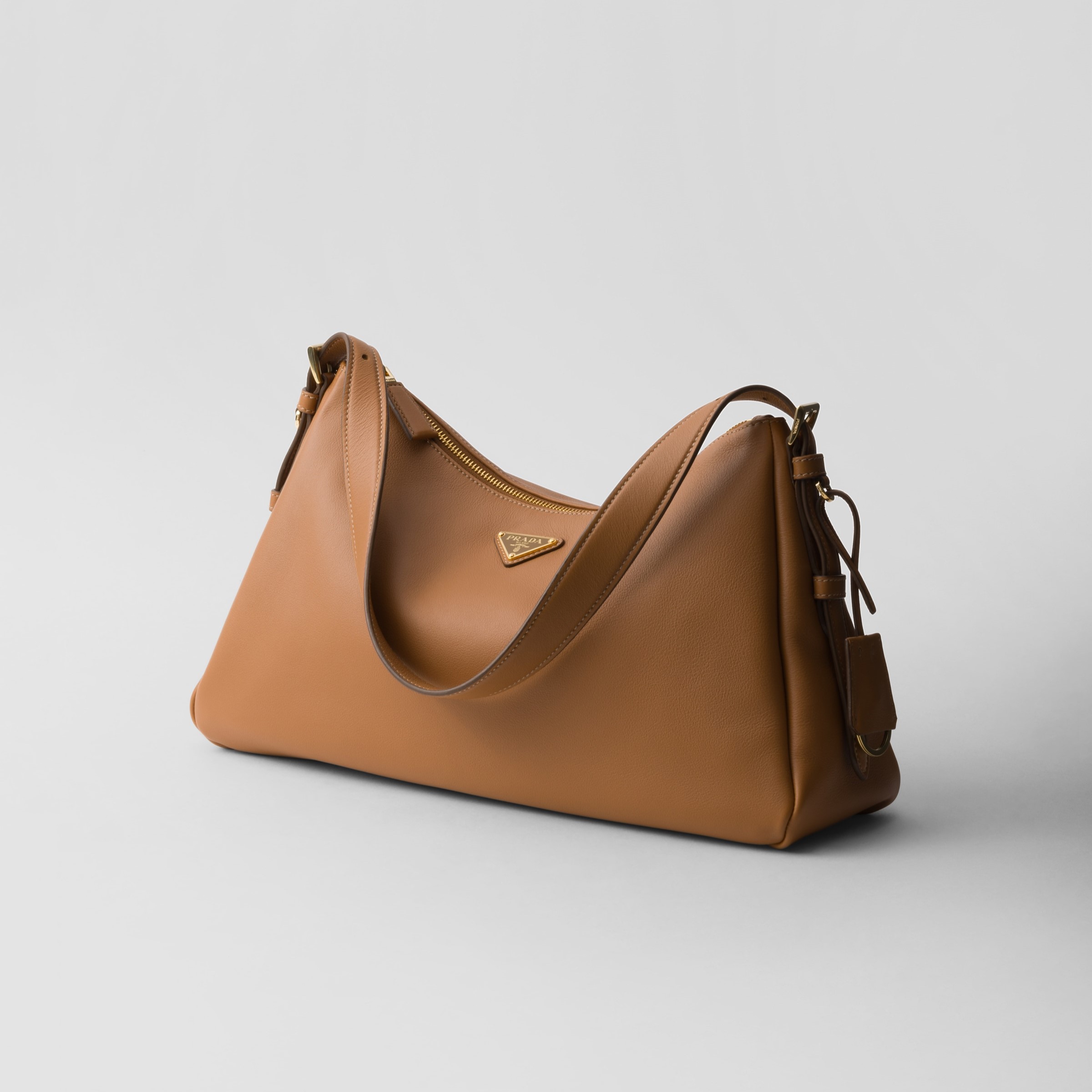 AIMÉE LARGE LEATHER SHOULDER BAG, CARAMEL