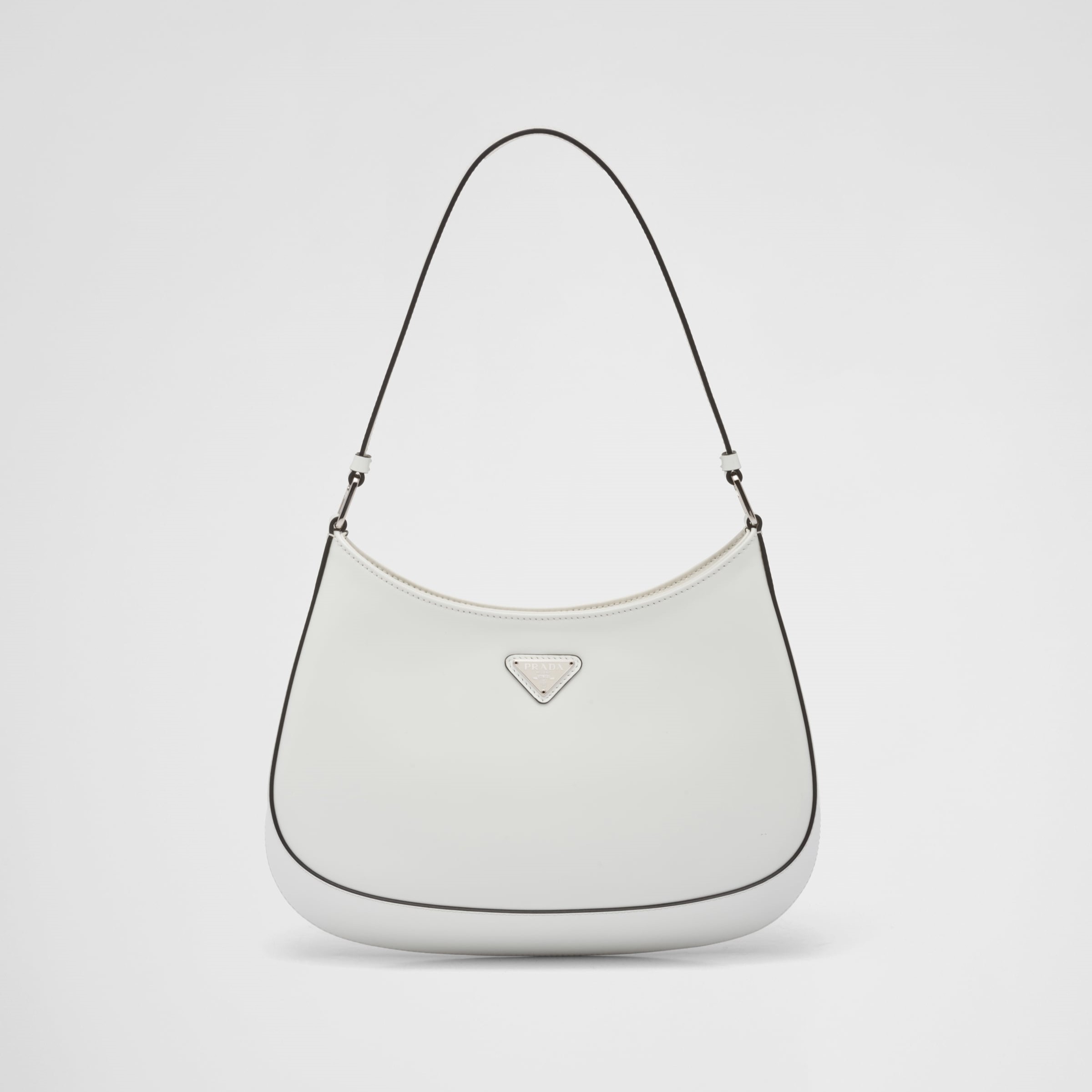 CLEO BRUSHED LEATHER SHOULDER BAG, WHITE