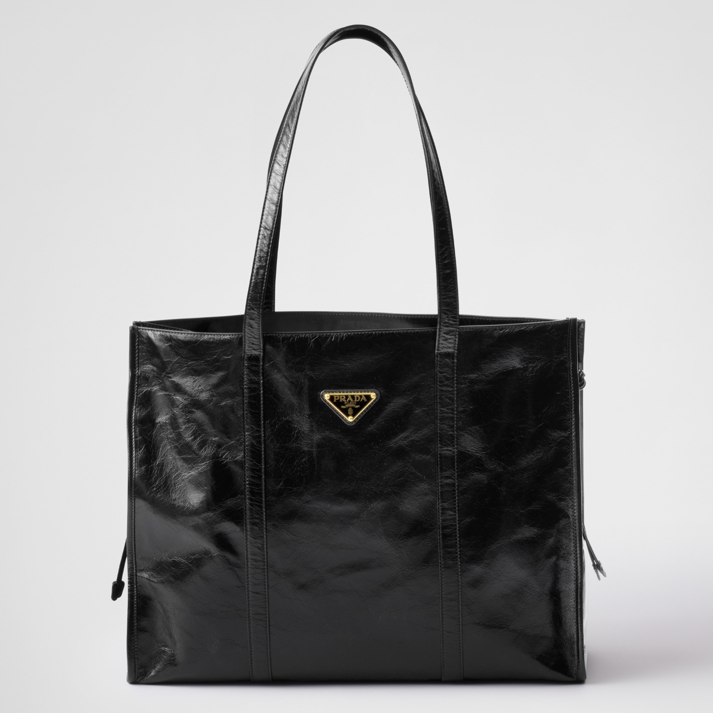 LARGE LEATHER TOTE BAG, BLACK