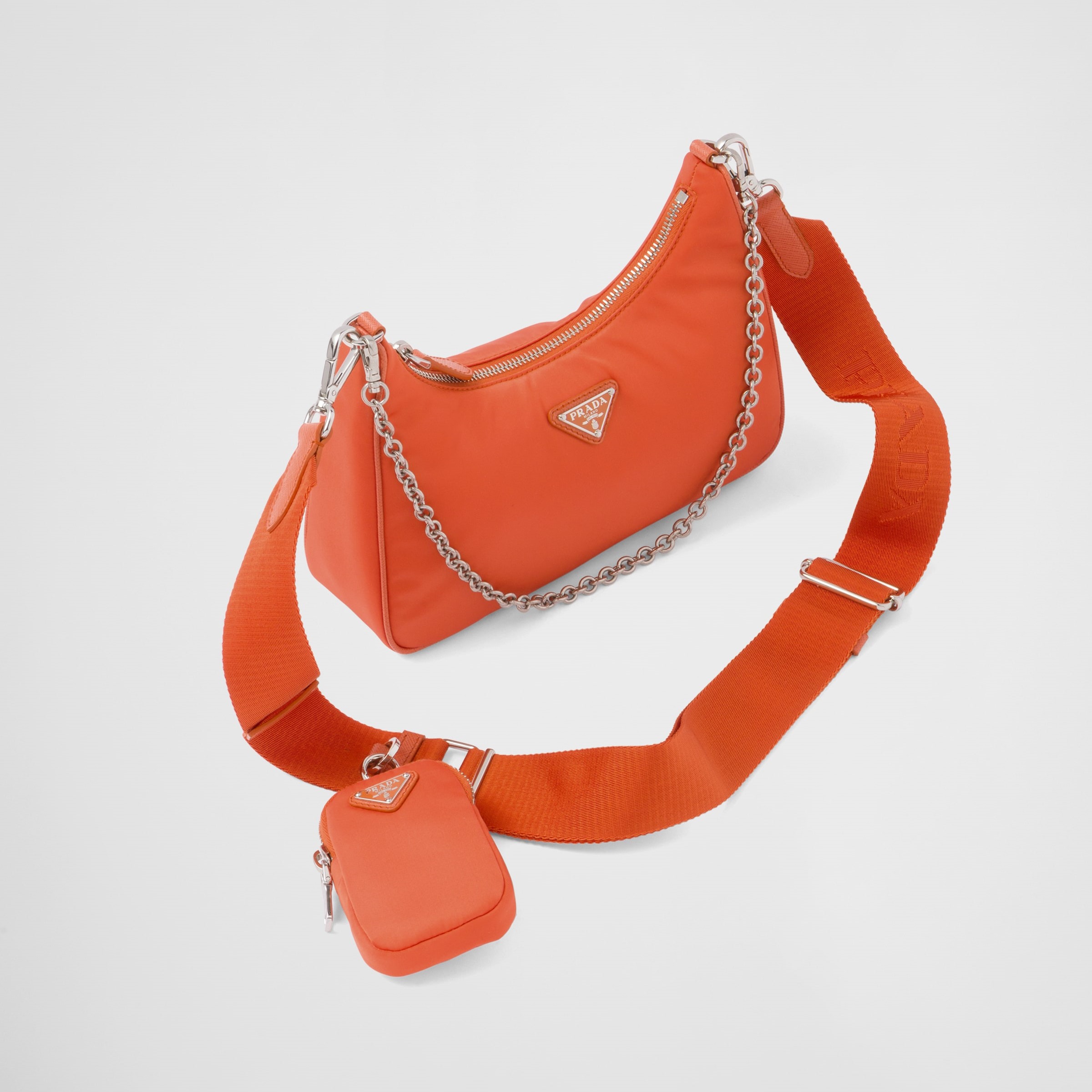 RE-EDITION 2005 RE-NYLON BAG  AND SAFFIANO MINI BAG, ORANGE