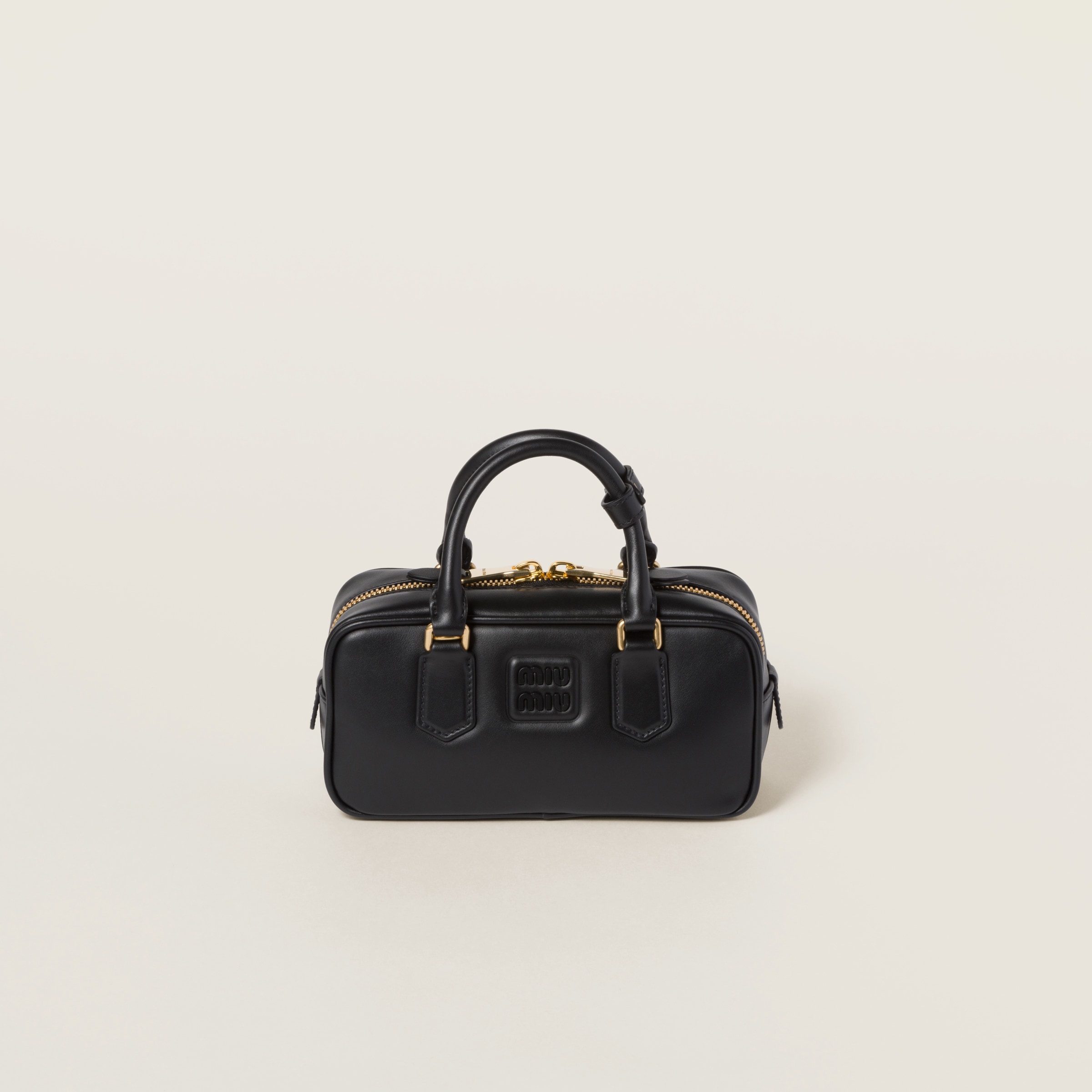 ARCADIE LEATHER BAG, S WIDE, BLACK