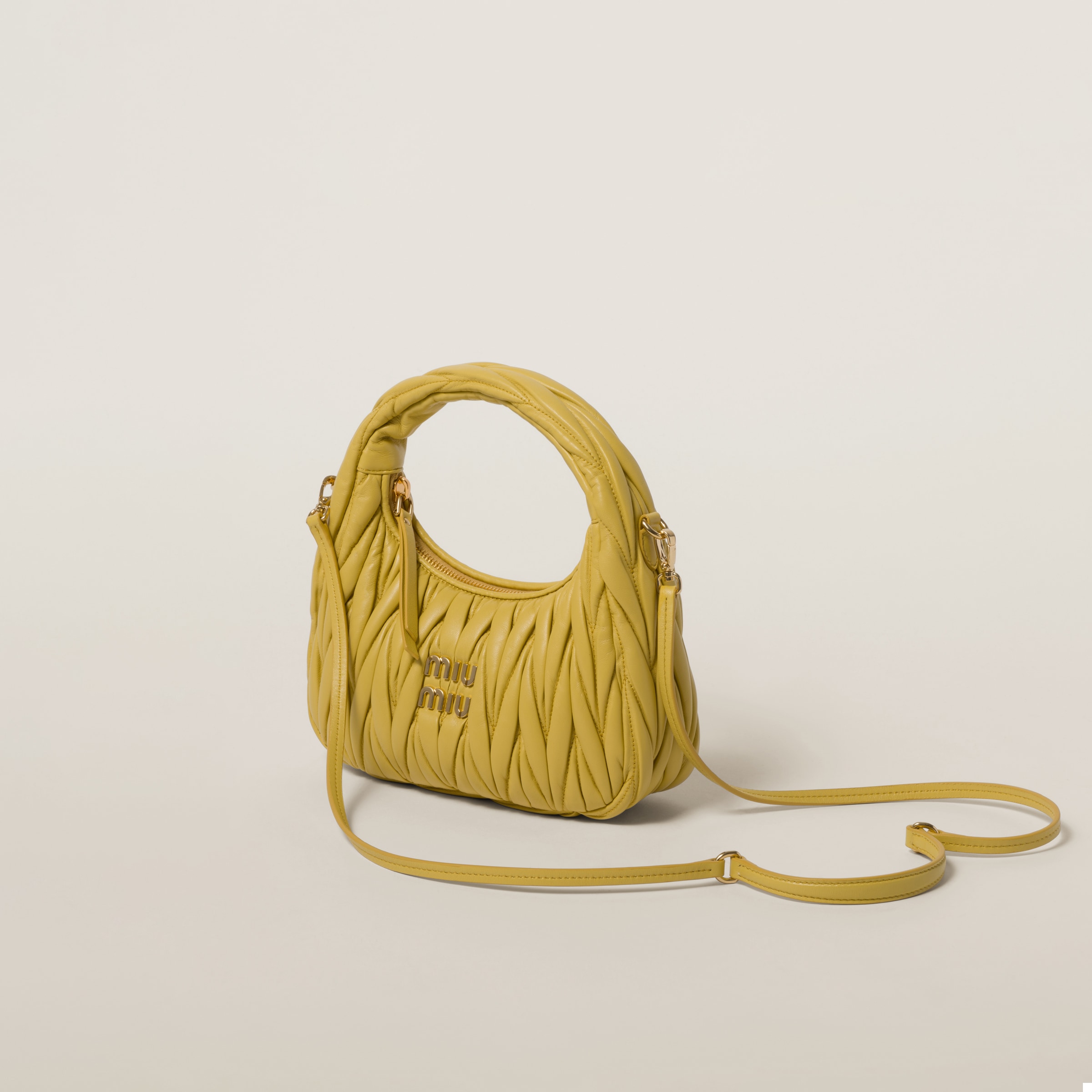 WANDER MATELASSÉ NAPPA LEATHER HOBO BAG, S, PINEAPPLE