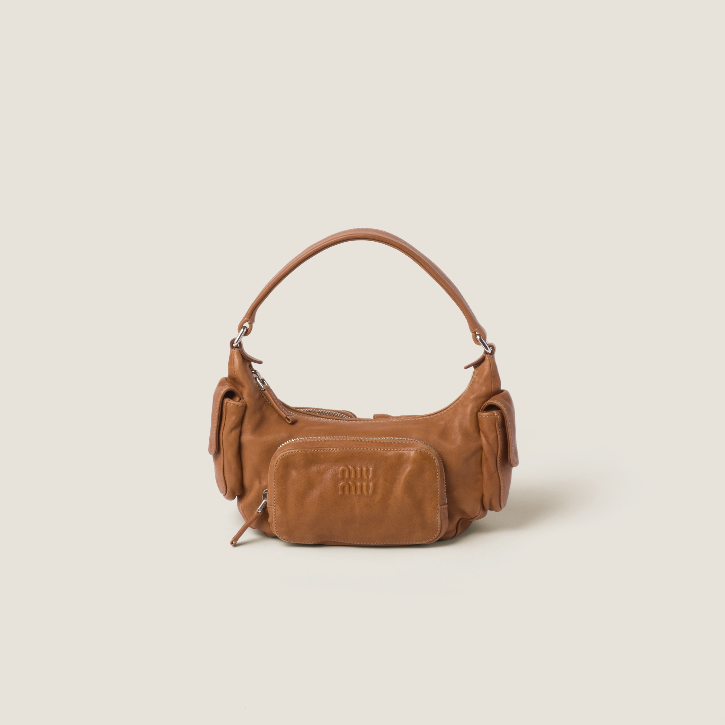 NAPPA LEATHER POCKET BAG, CARAMEL