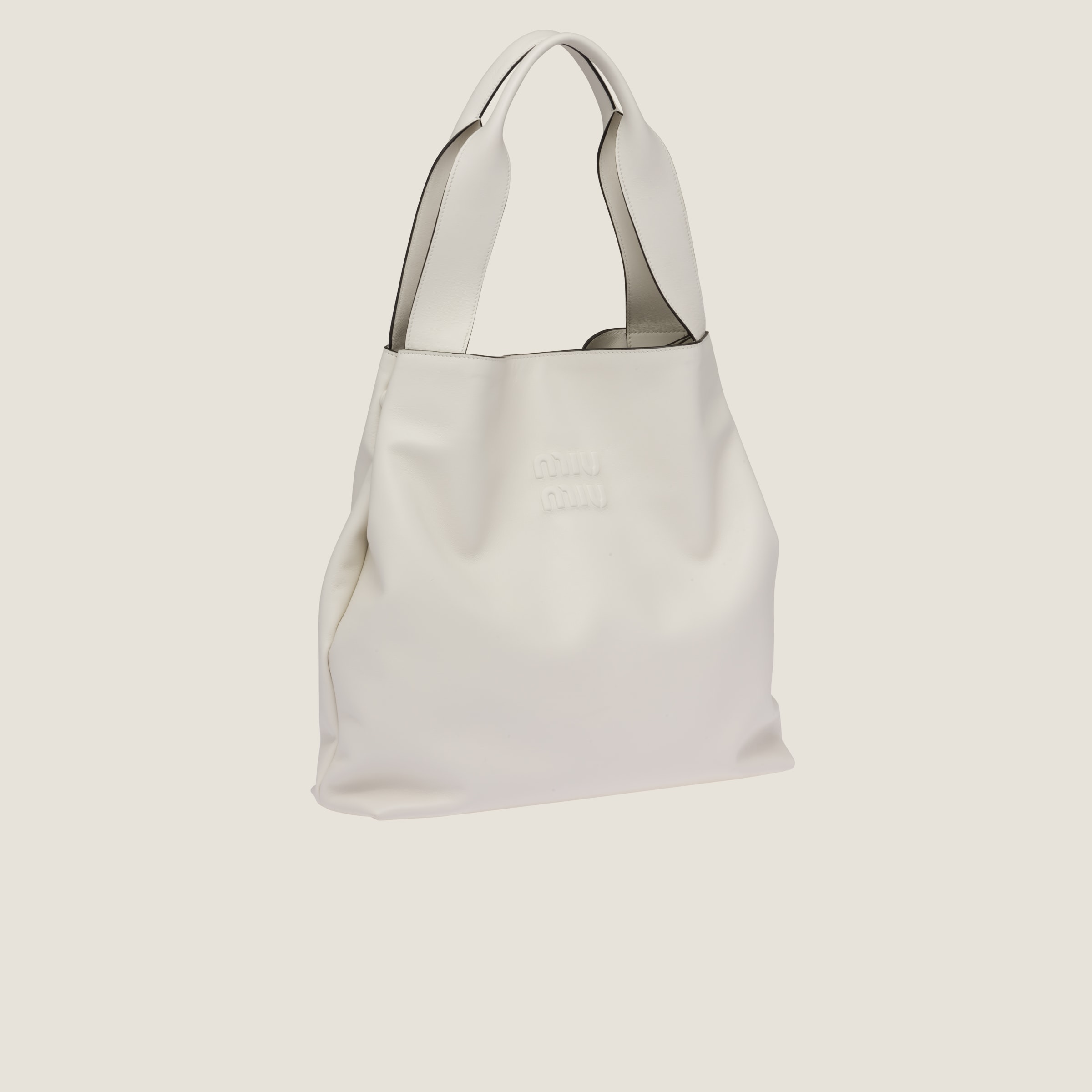 LEATHER HOBO BAG, WHITE