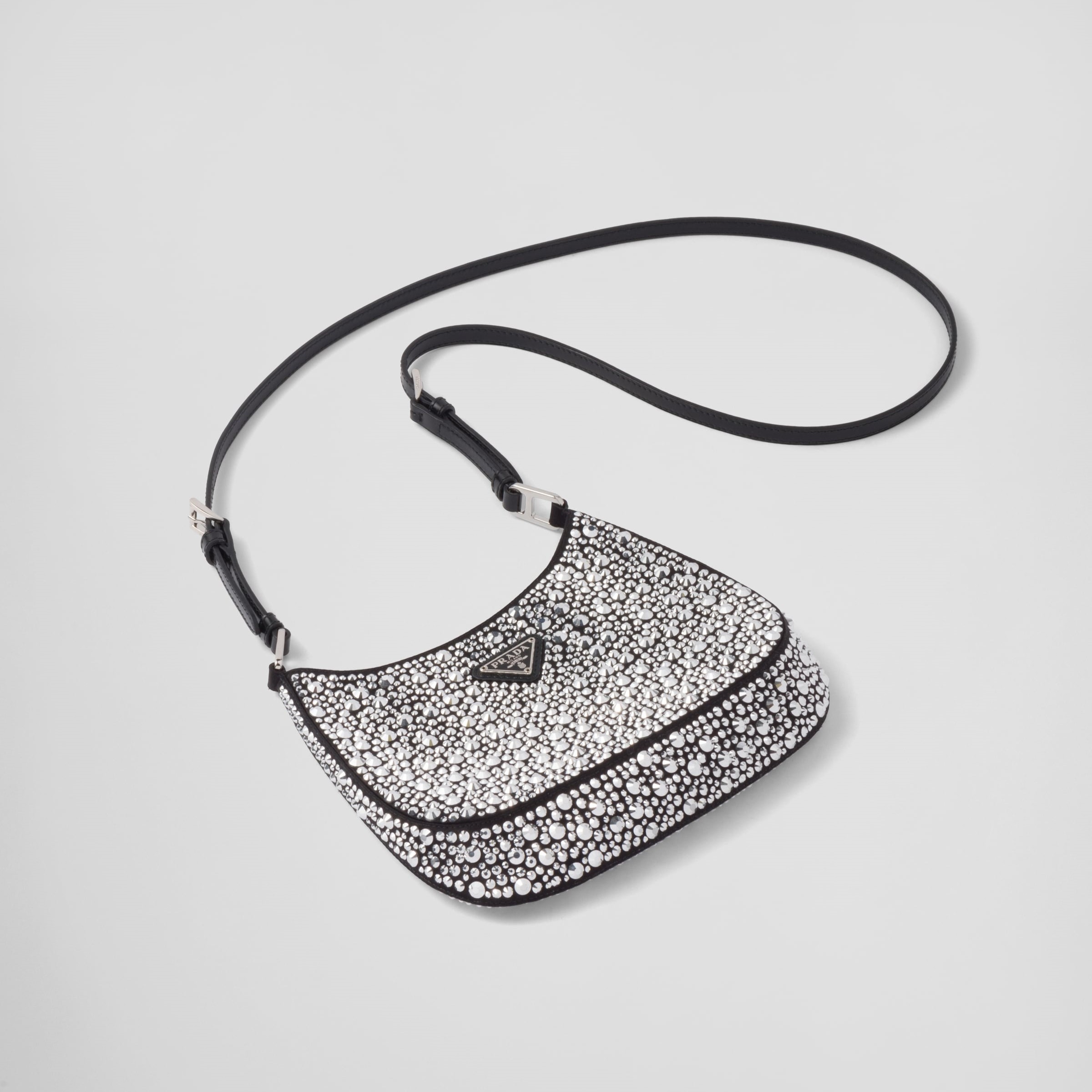 CLEO SATIN BAG WITH CRYSTALS, METAL