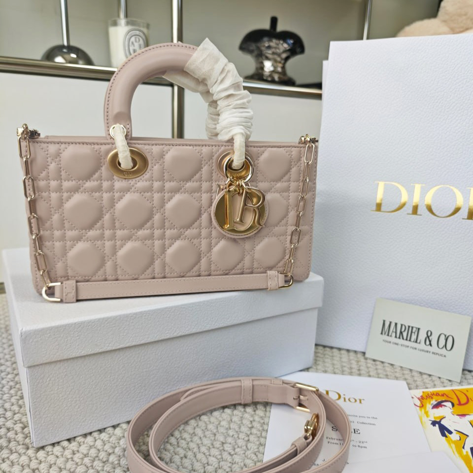 [CD] MEDIUM LADY D-JOY BAG, LAMBSKIN – POWDER PINK