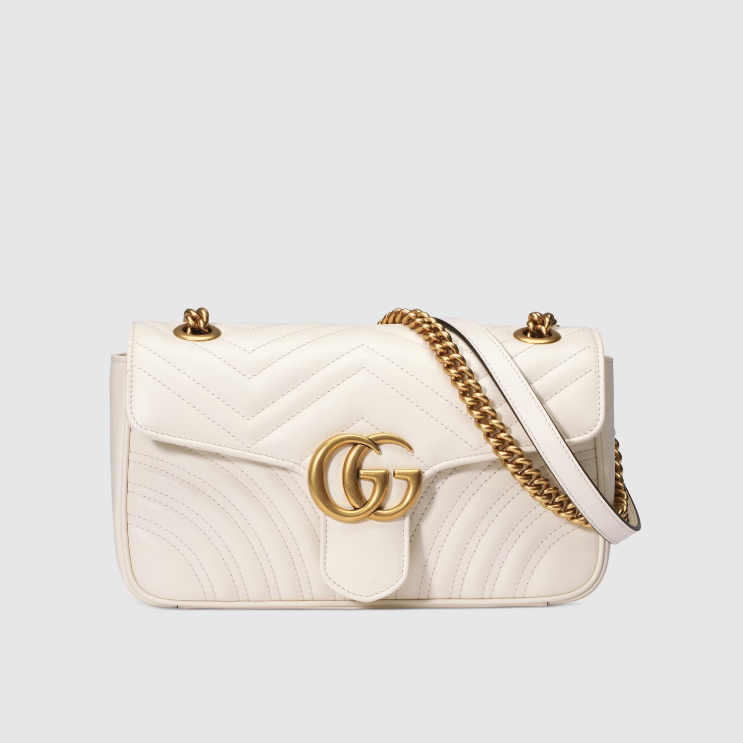 GG MARMONT SMALL SHOULDER BAG, WHITE