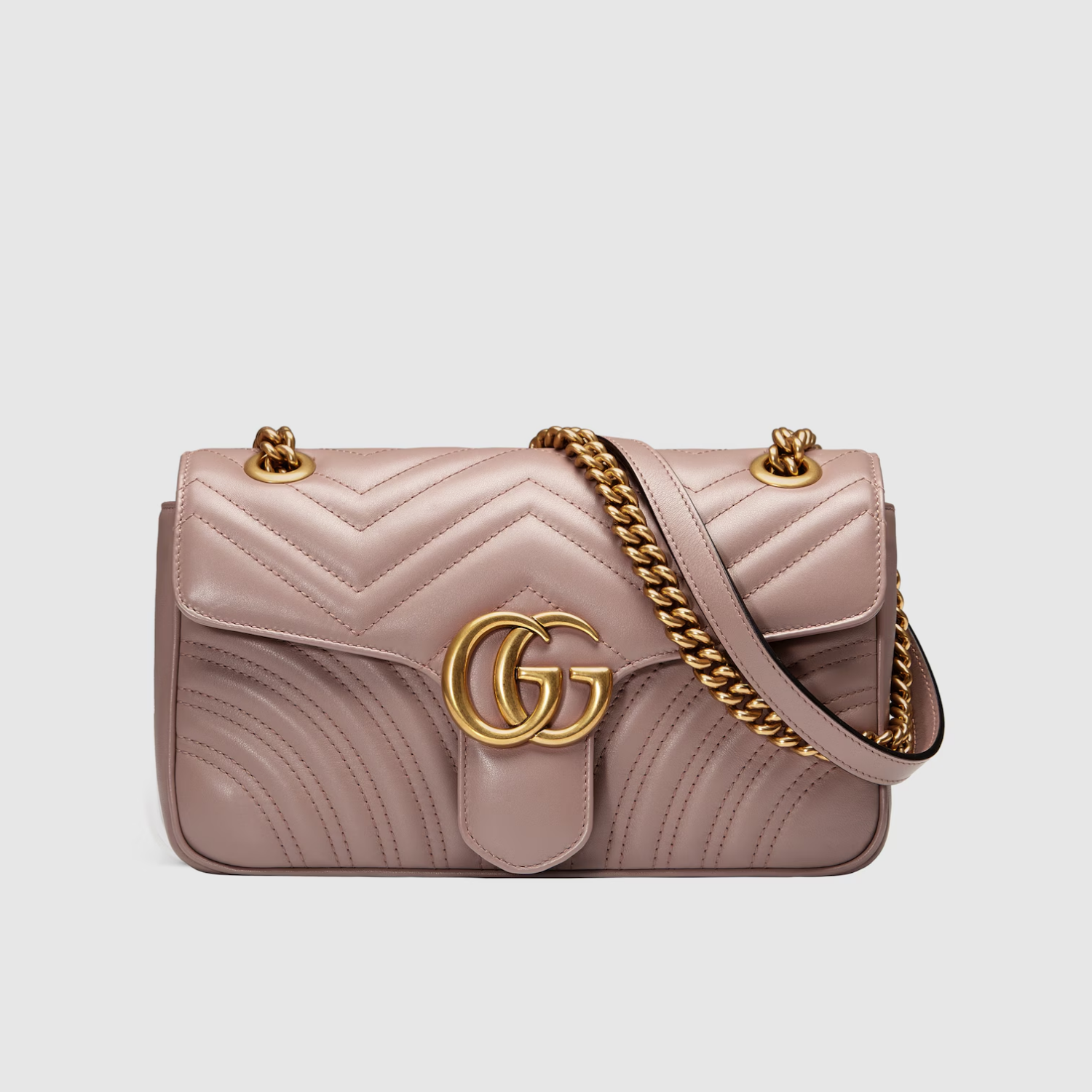 GG MARMONT SMALL SHOULDER BAG, DUSTY PINK LEATHER