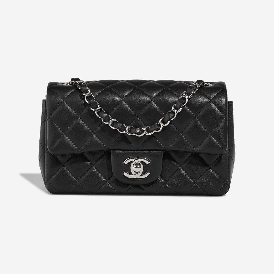 RECTANGULAR MINI FLAP BAG, BLACK