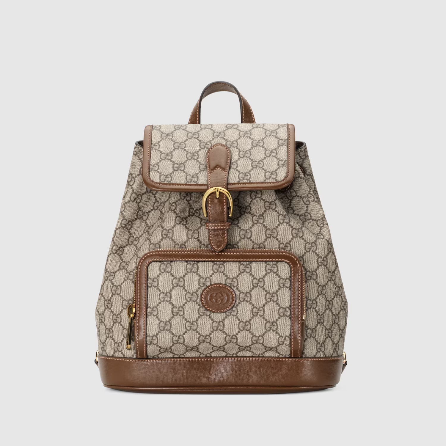 SMALL BACKPACK WITH GG, BEIGE AND EBONY