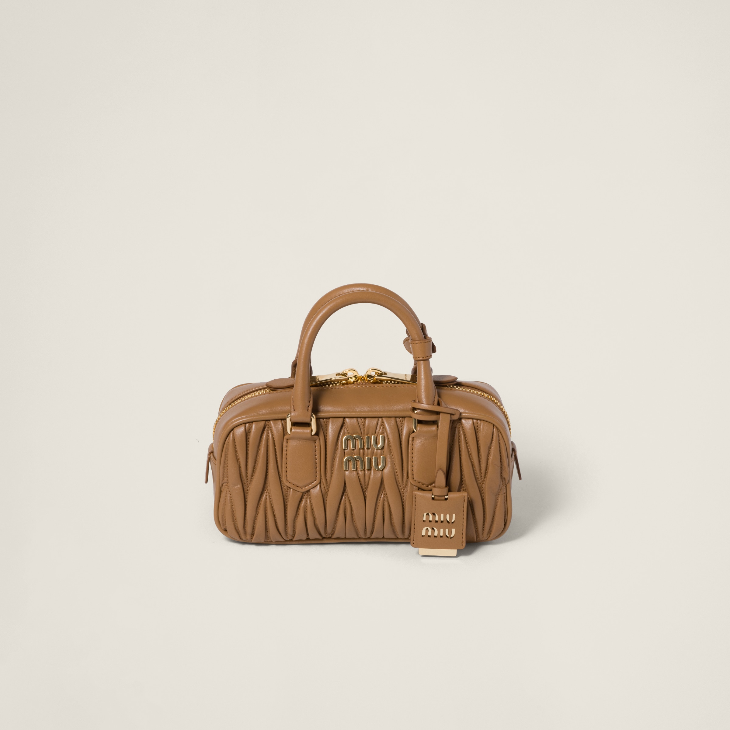 ARCADIE MATELASSÉ NAPPA LEATHER BAG, S, CARAMEL