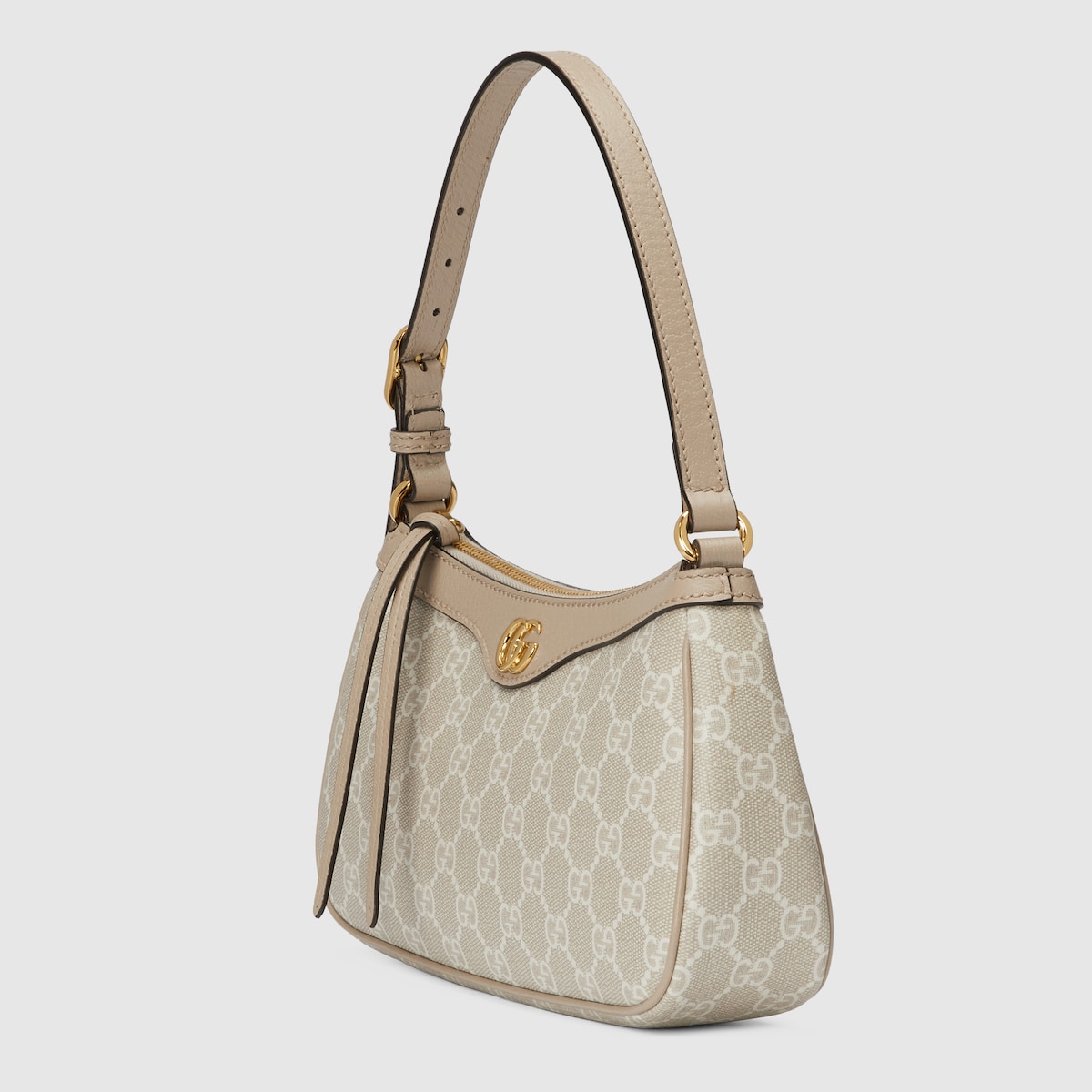 OPHIDIA SMALL SHOULDER BAG, BEIGE AND WHITE