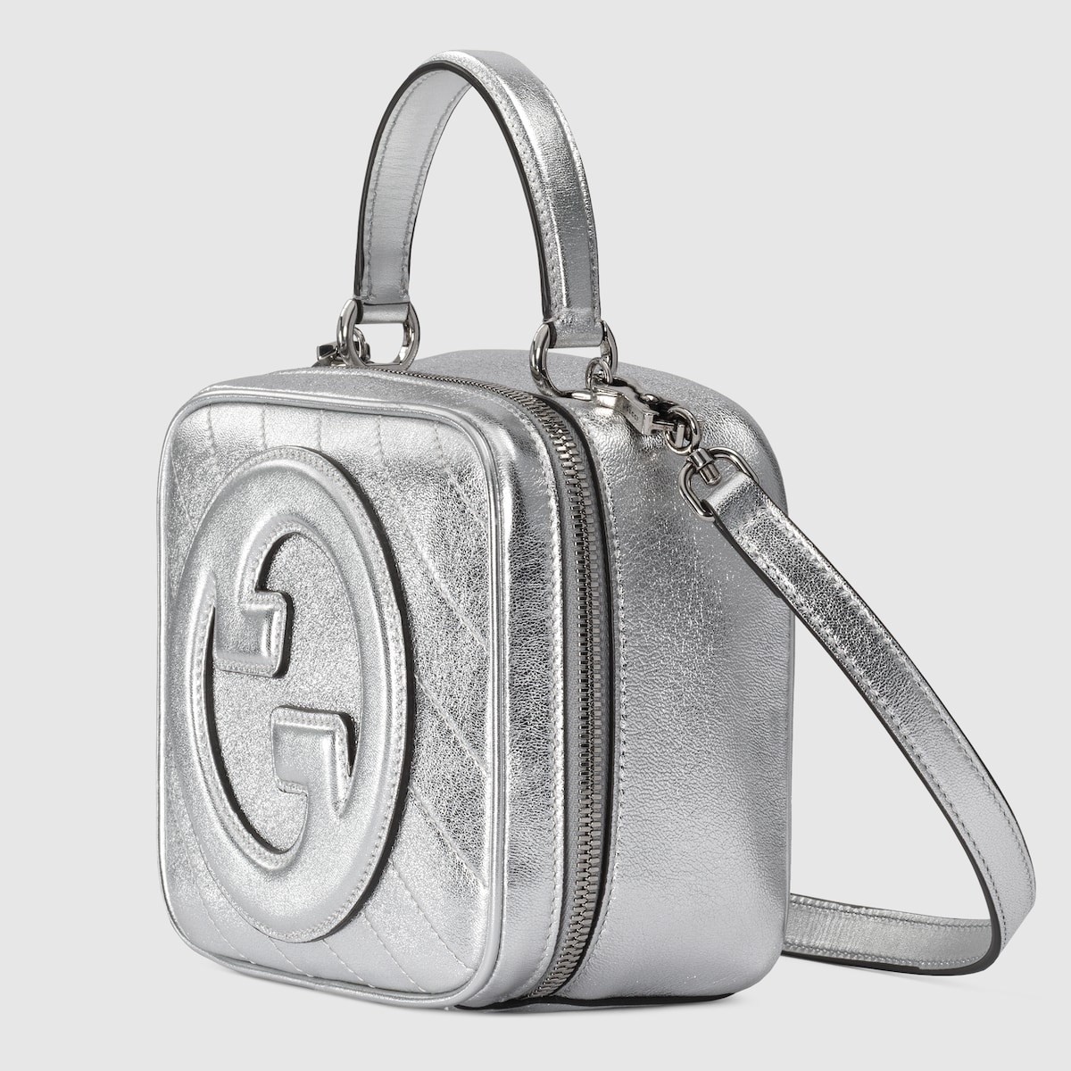 BLONDIE SMALL TOP HANDLE BAG, METALLIC SILVER