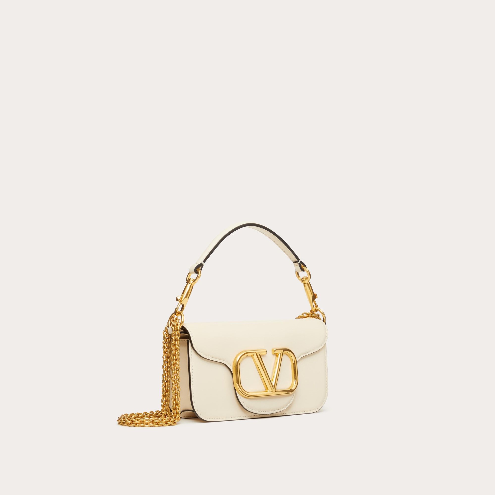 GARAVANI LOCÒ SMALL SHOULDER BAG IN CALFSKIN, LIGHT IVORY