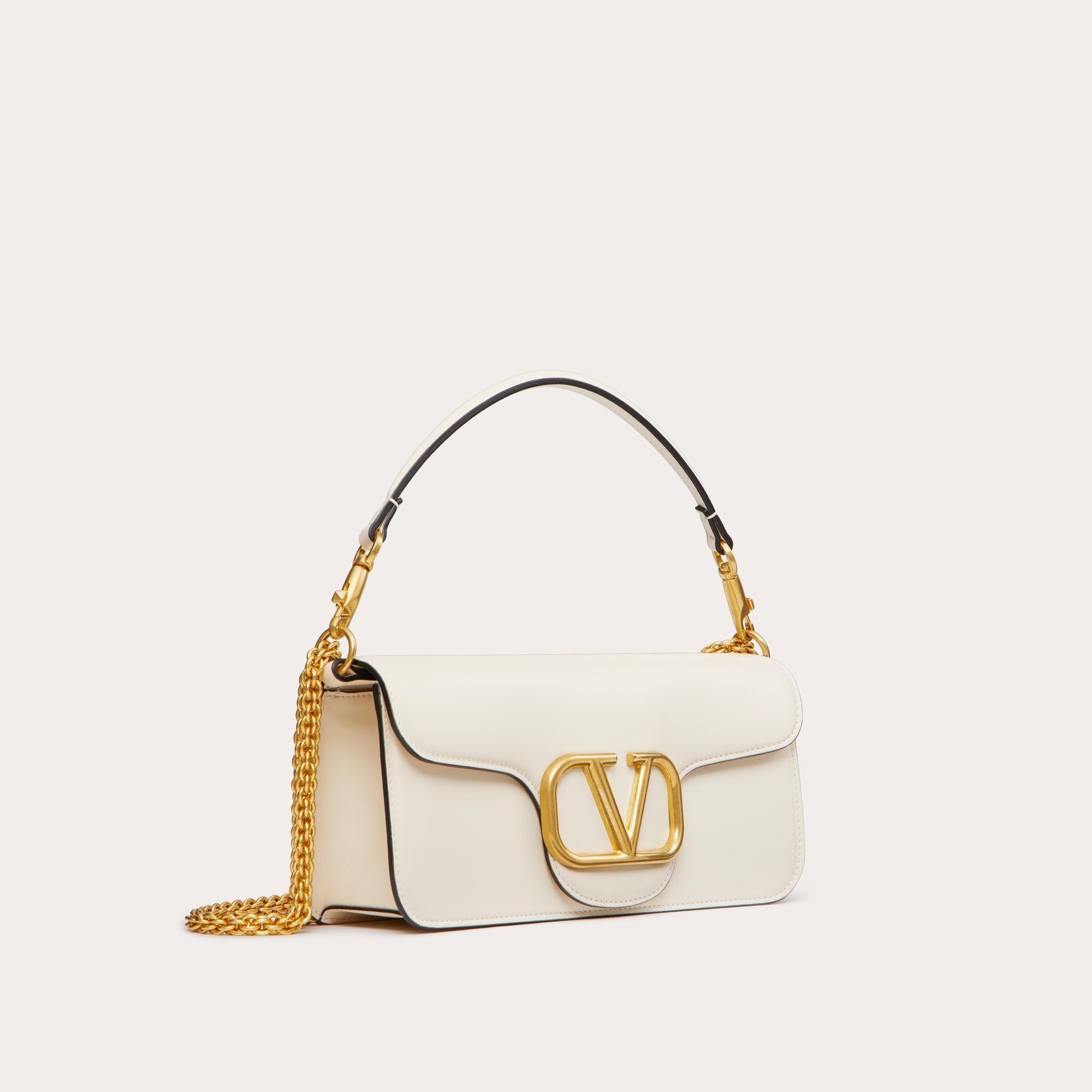 GARAVANI LOCÒ CALFSKIN SHOULDER BAG, LIGHT IVORY