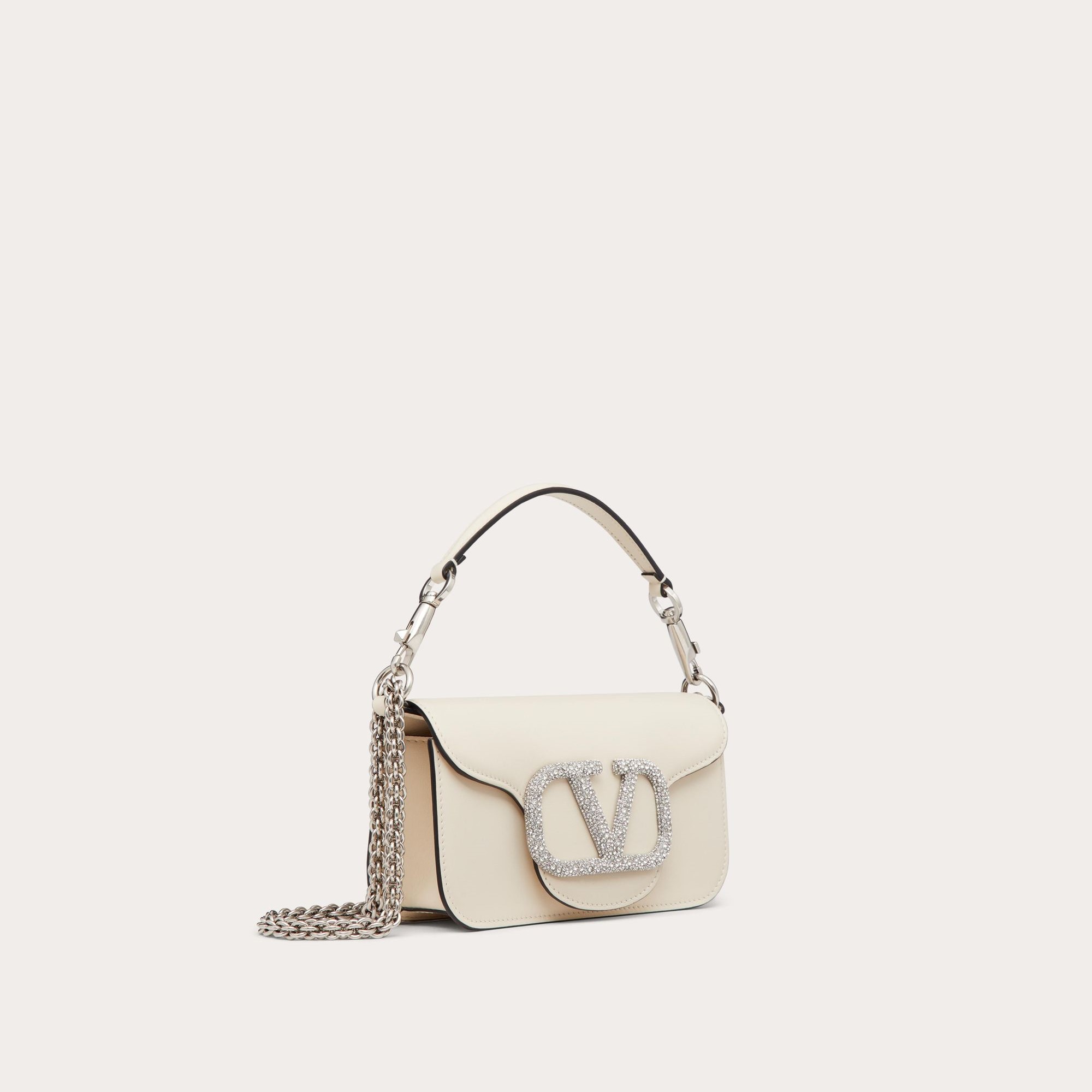 GARAVANI LOCÒ SMALL SHOULDER BAG WITH JEWEL LOGO, WHITE