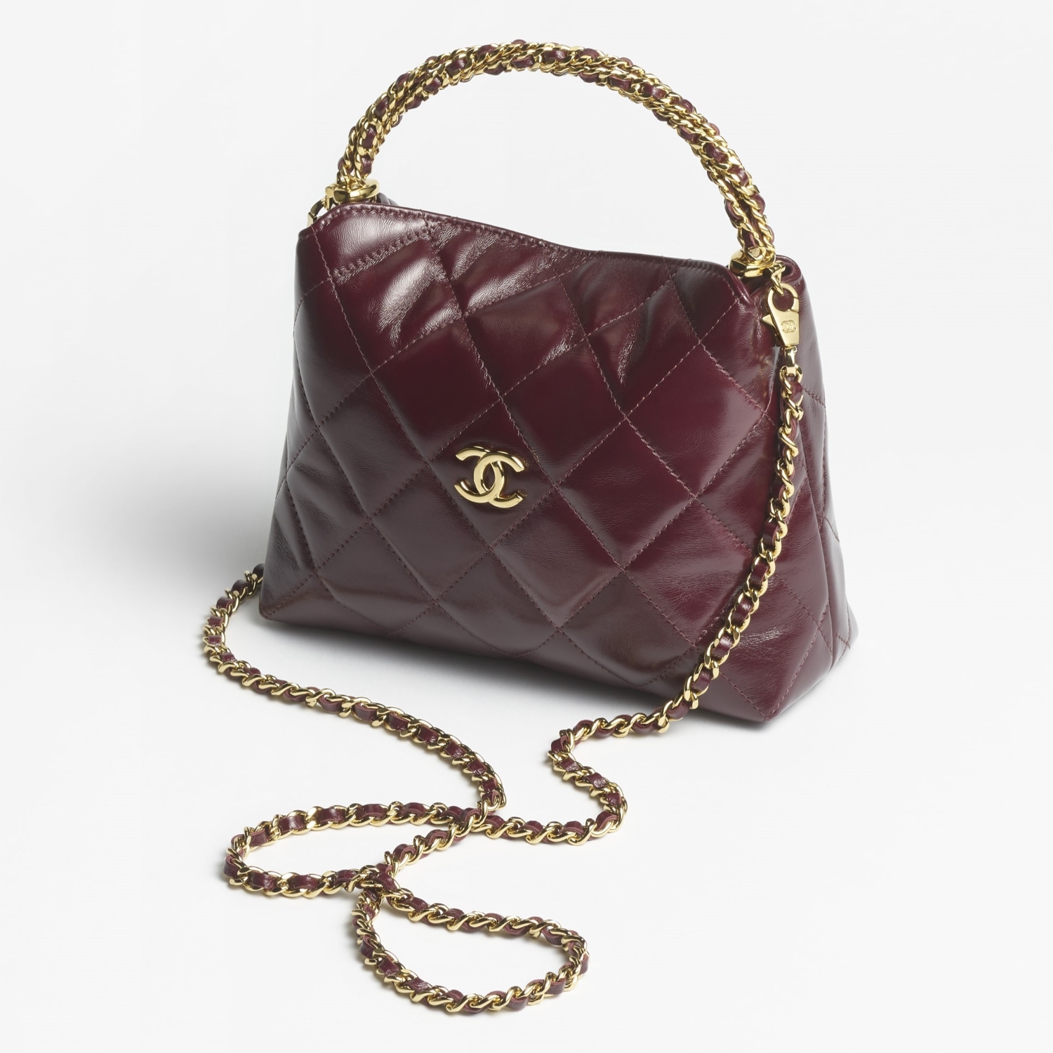 CLUTCH WITH CHAIN, BURGUNDY