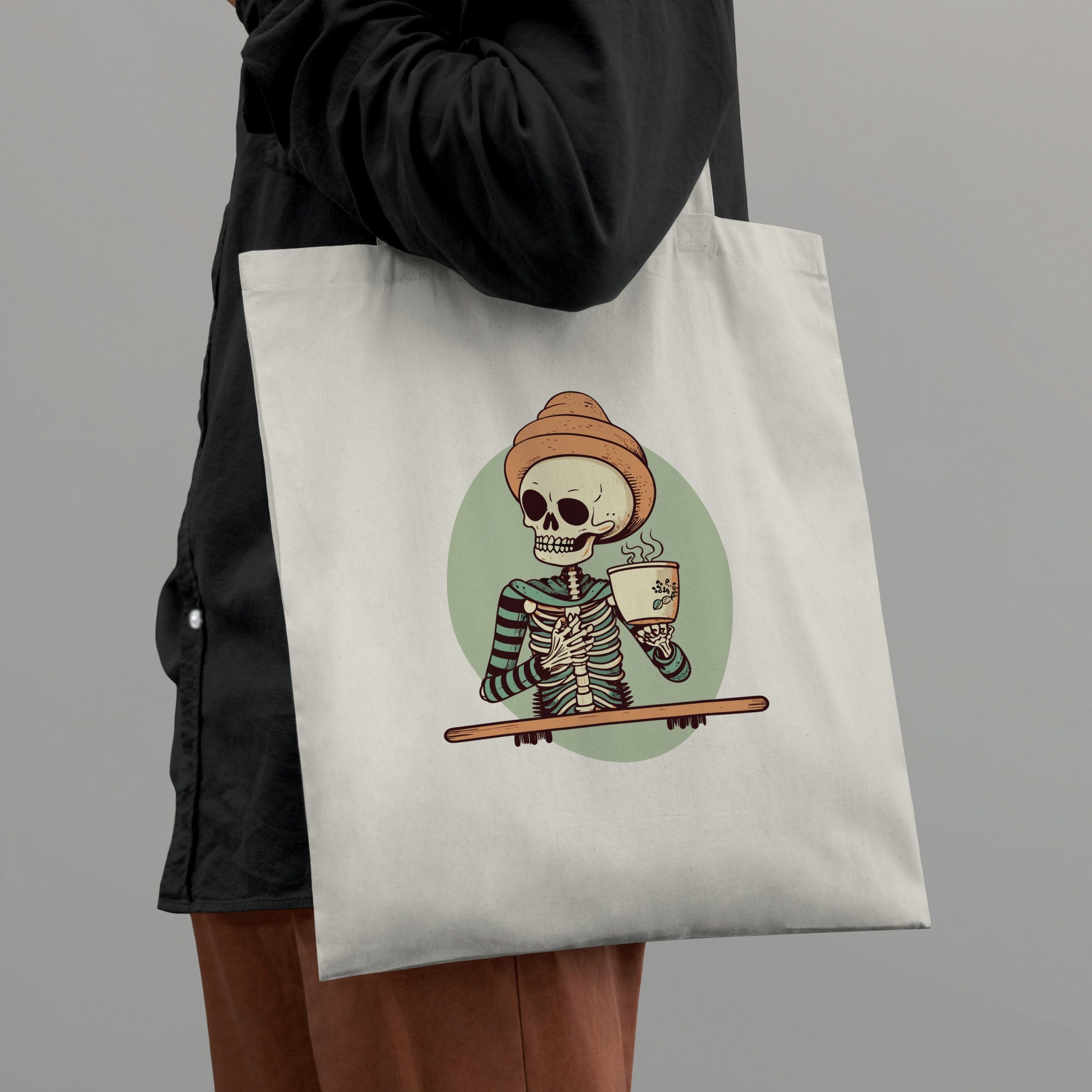 Skeleton Coffee Canvas Tote Bag