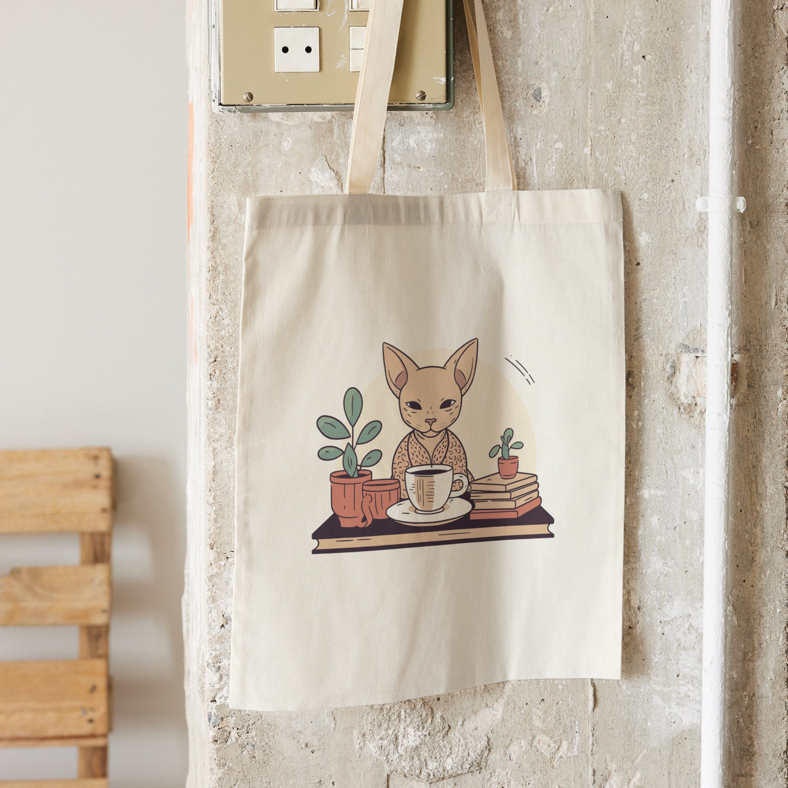 Cute Sphynx Cat Canvas Tote Bag