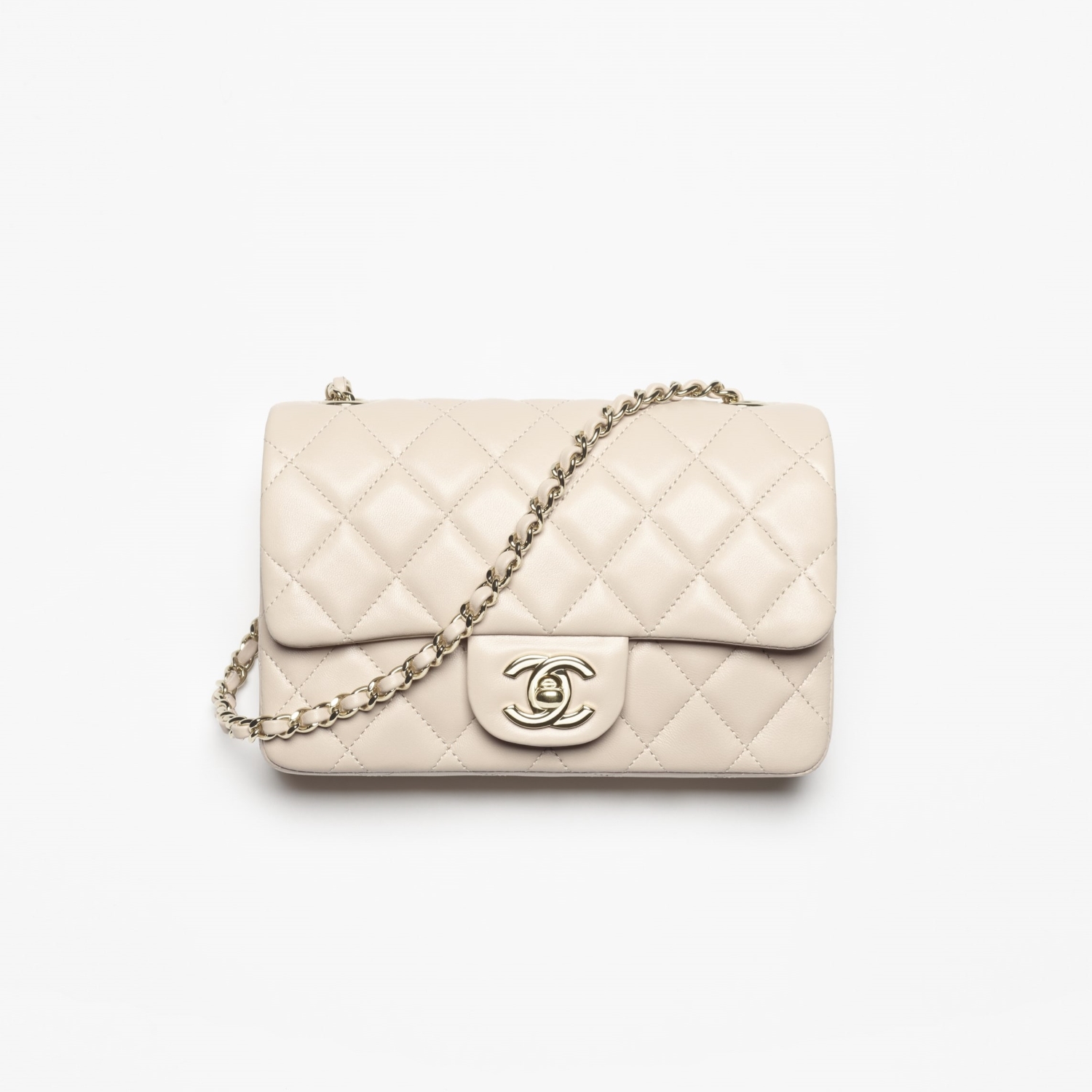 MINI FLAP BAG, LIGHT BEIGE