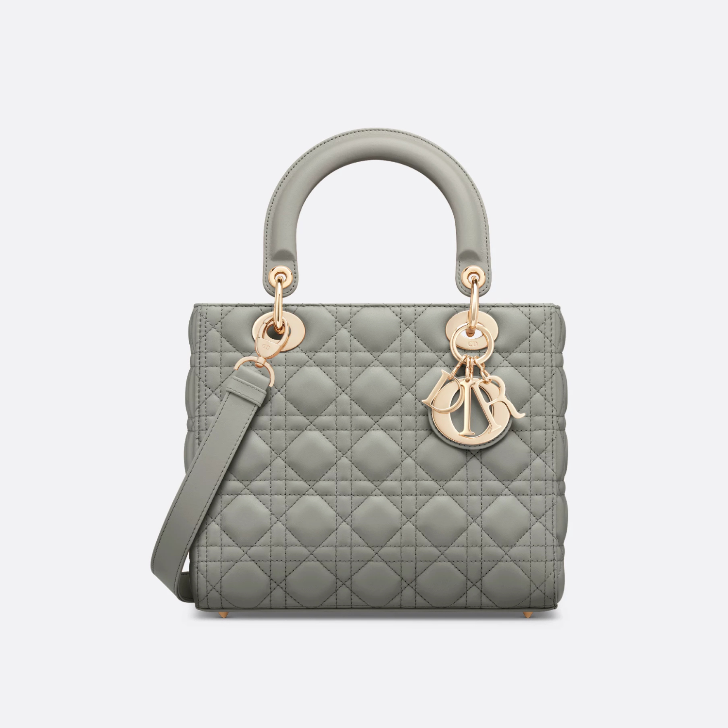 MEDIUM LADY D BAG, STONE GRAY