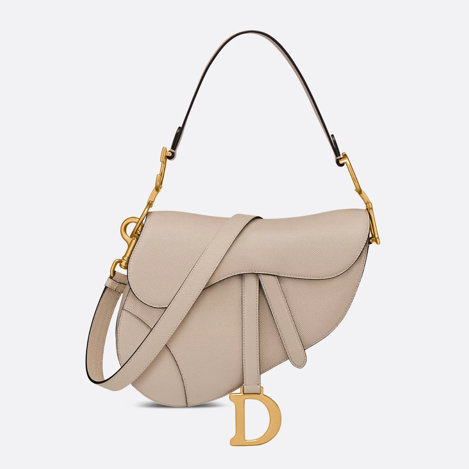 SADDLE BAG WITH STRAP, POWDER BEIGE