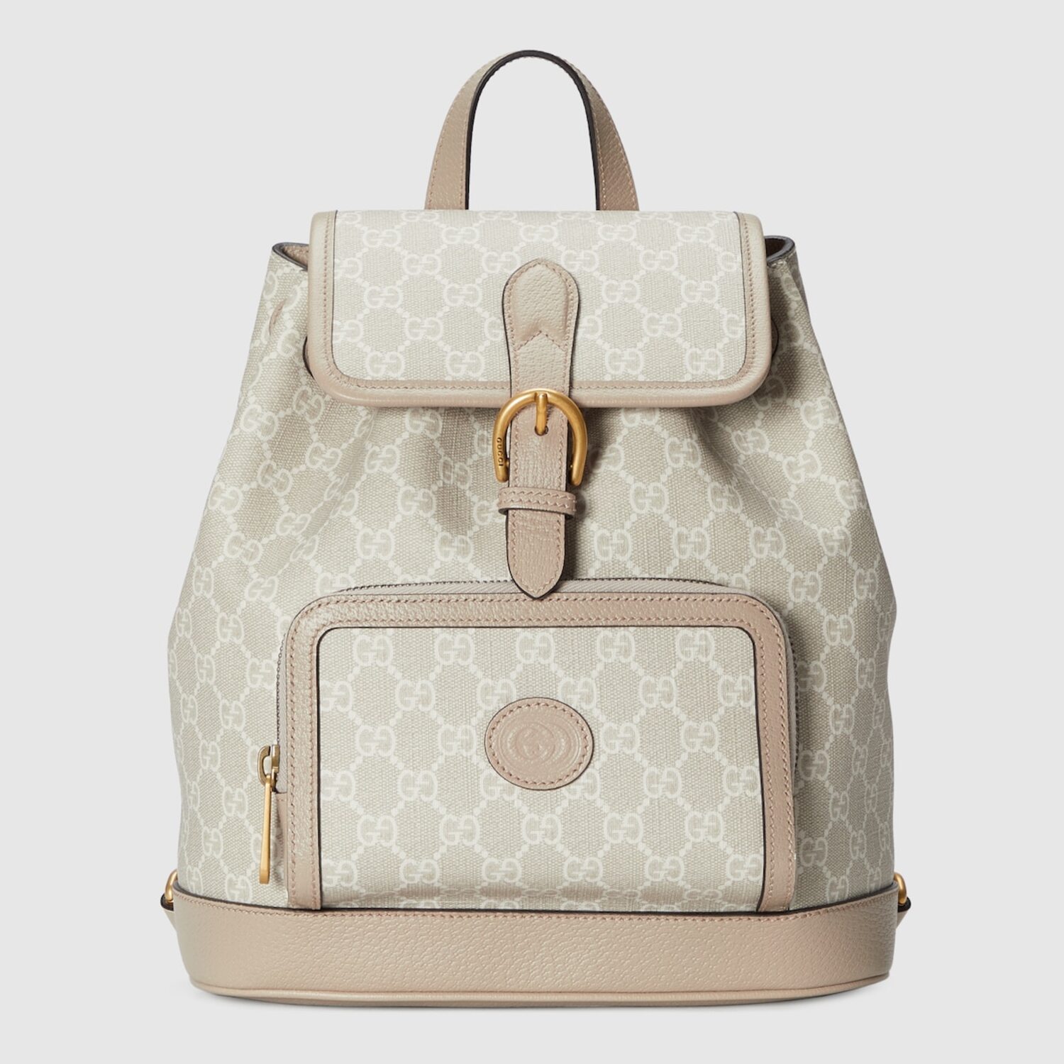 SMALL BACKPACK WITH GG, BEIGE AND WHITE