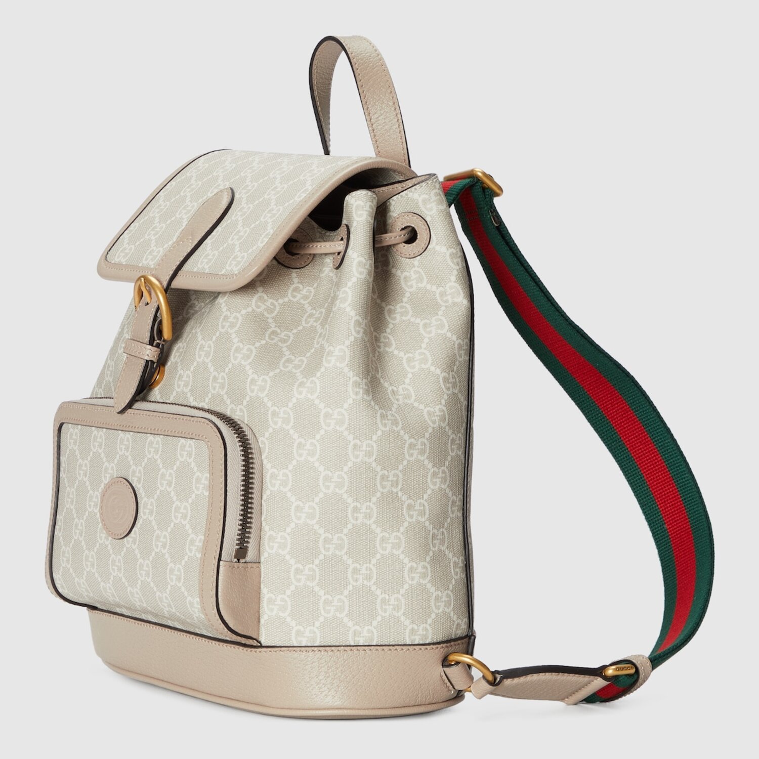 SMALL BACKPACK WITH GG, BEIGE AND WHITE