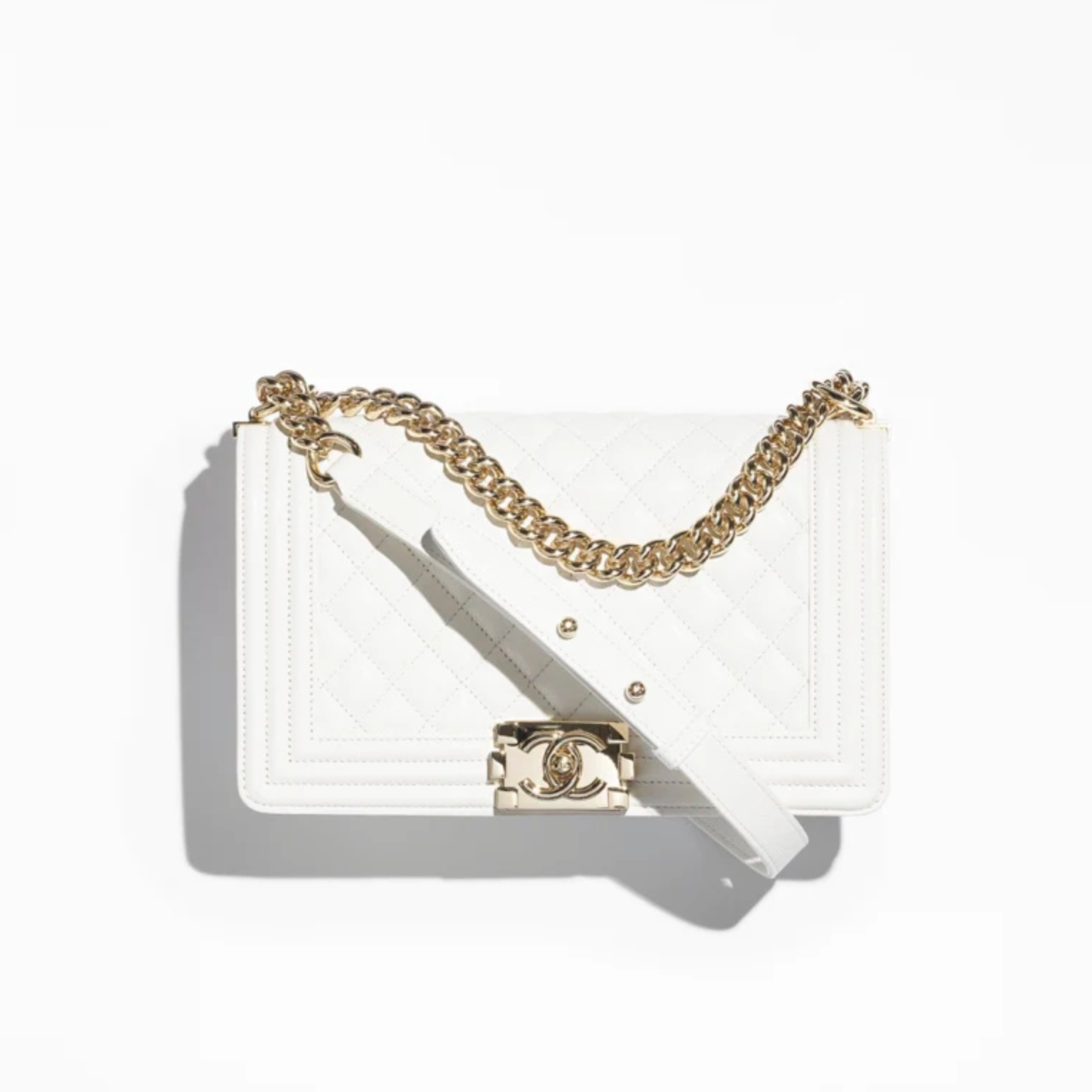 [CC] BOY HANDBAG, GRAINED CALFSKIN – WHITE