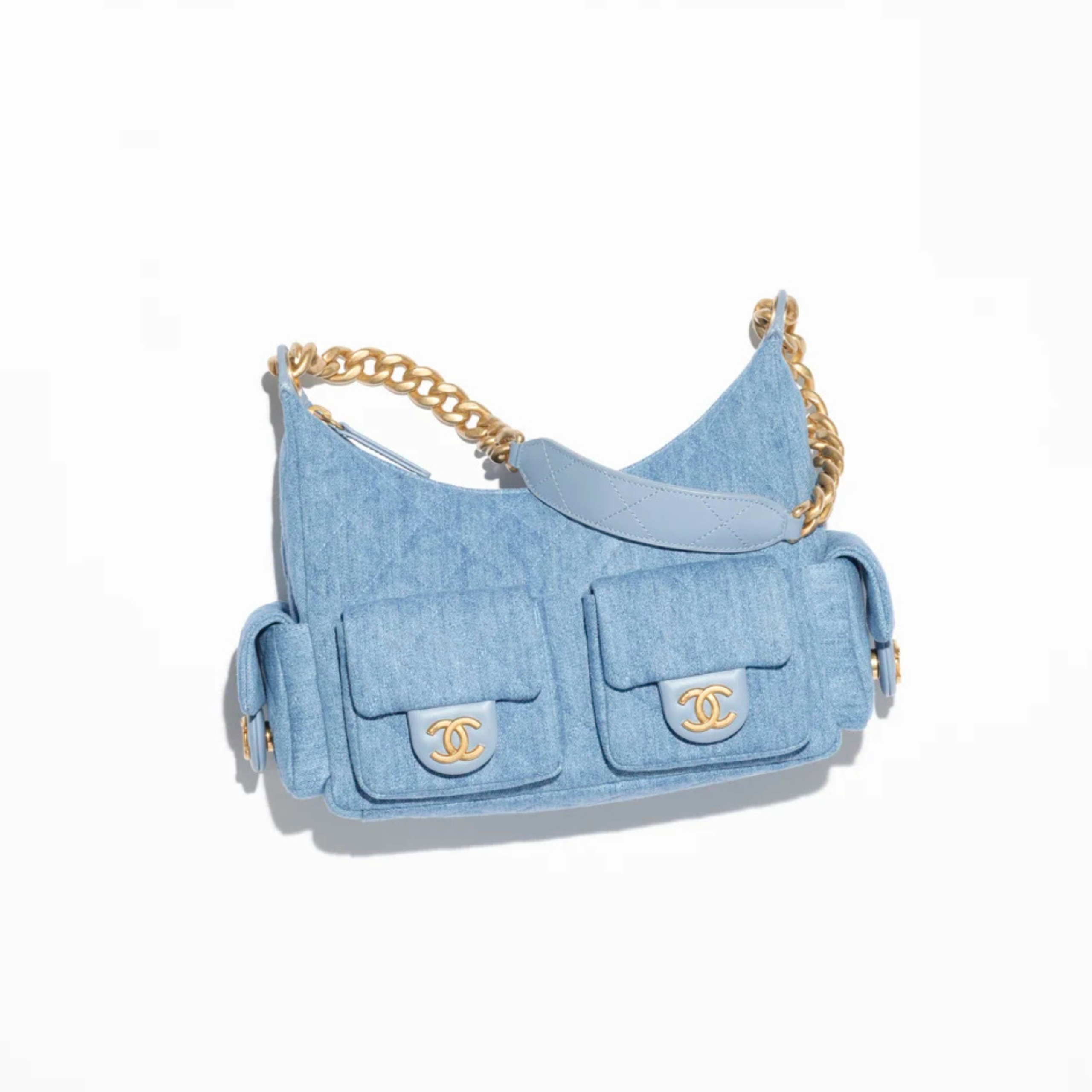 [CC] LARGE HOBO BAG, WASHED DENIM – BLUE