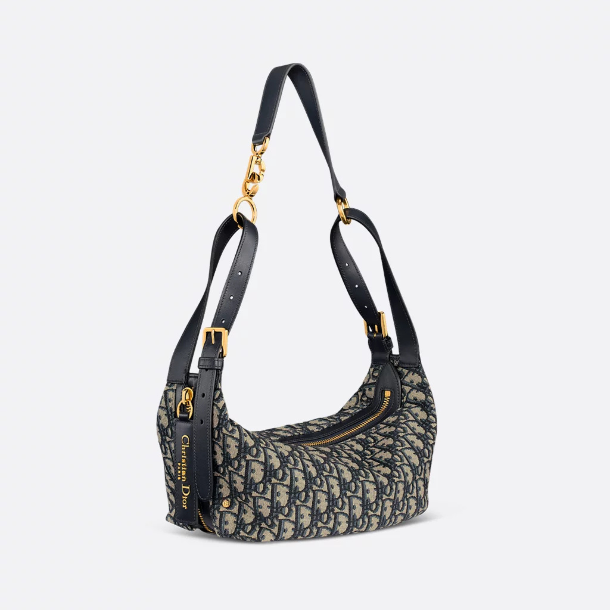[CD] SMALL D-JOURNEY BAG, CALFSKIN – BLUE OBLIQUE JACQUARD
