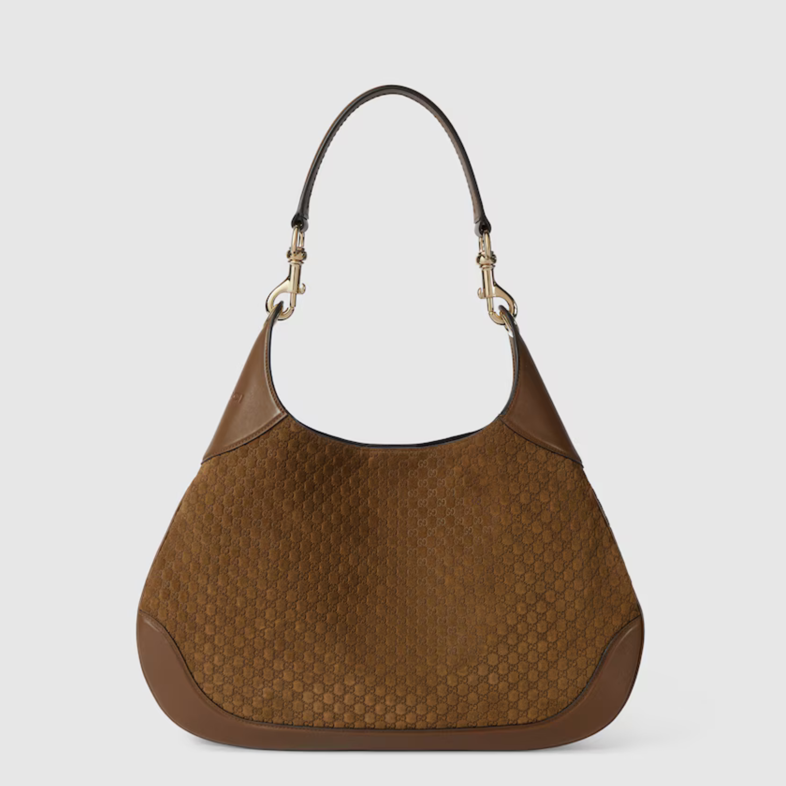 [GG] B LARGE SHOULDER BAG, BROWN LEATHER – BROWN SUEDE