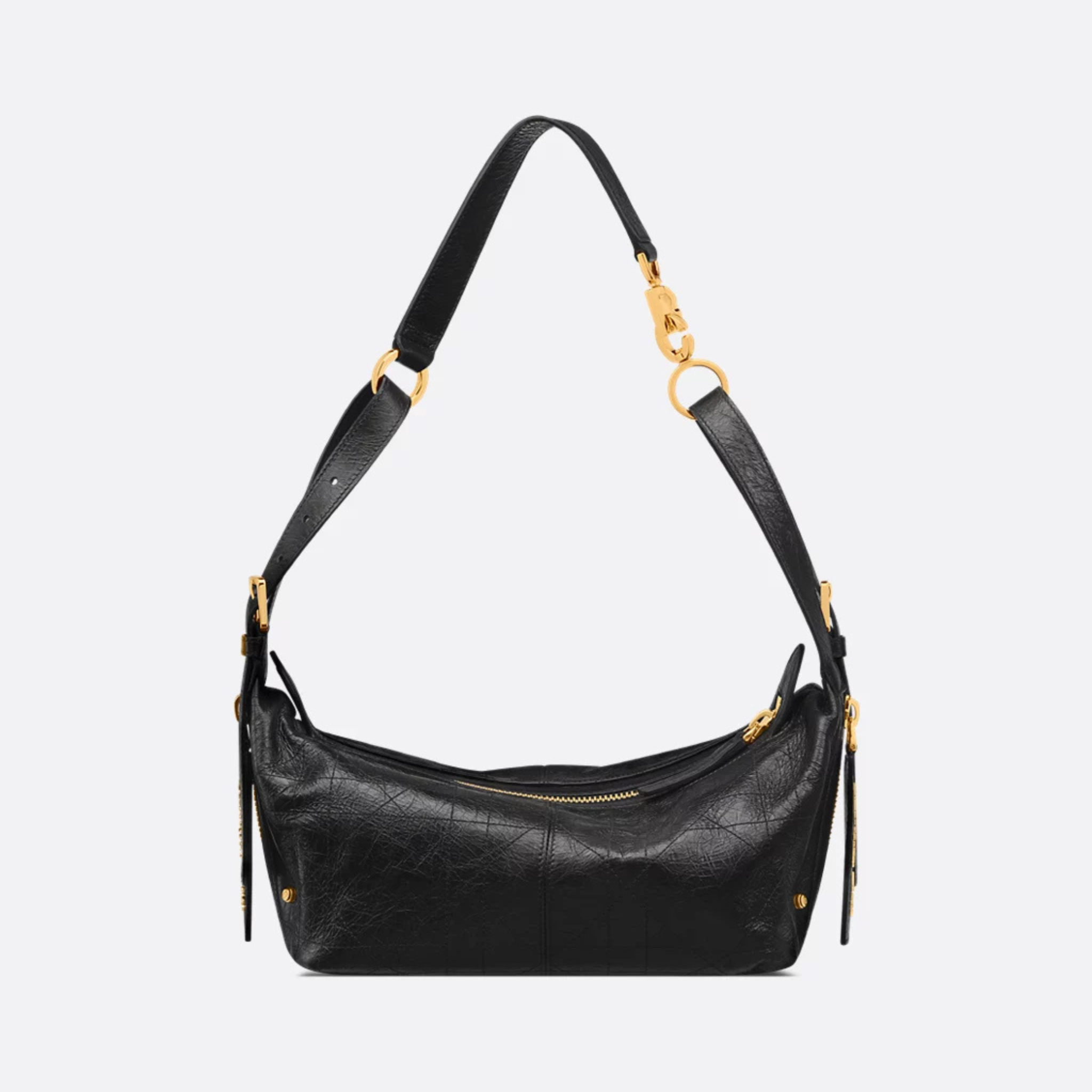 [CD] SMALL D-JOURNEY BAG, CRINKLED CALFSKIN – BLACK