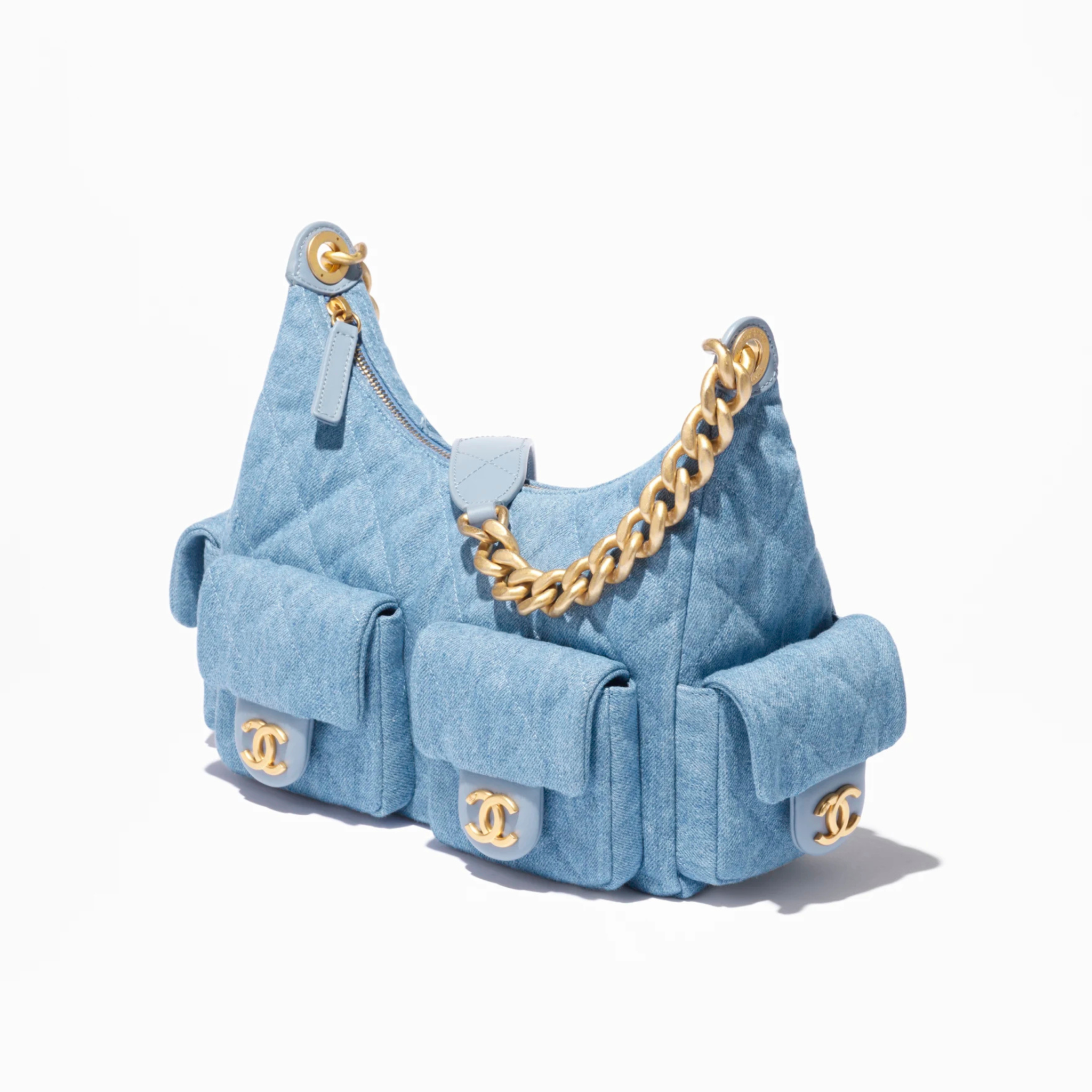 [CC] LARGE HOBO BAG, WASHED DENIM – BLUE