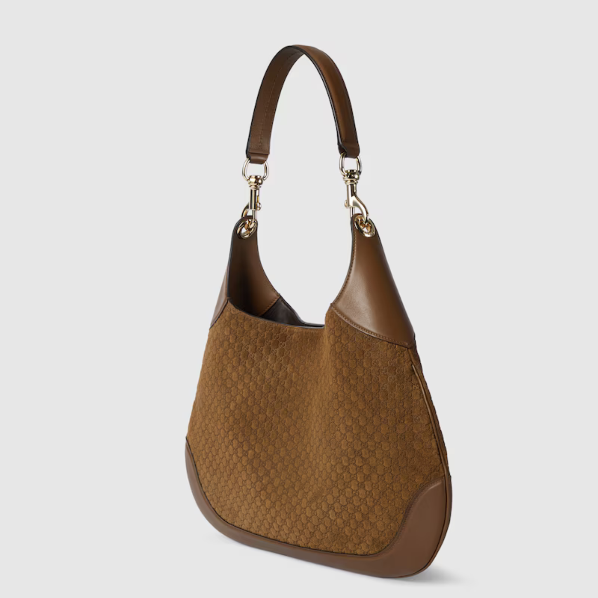 [GG] B LARGE SHOULDER BAG, BROWN LEATHER – BROWN SUEDE