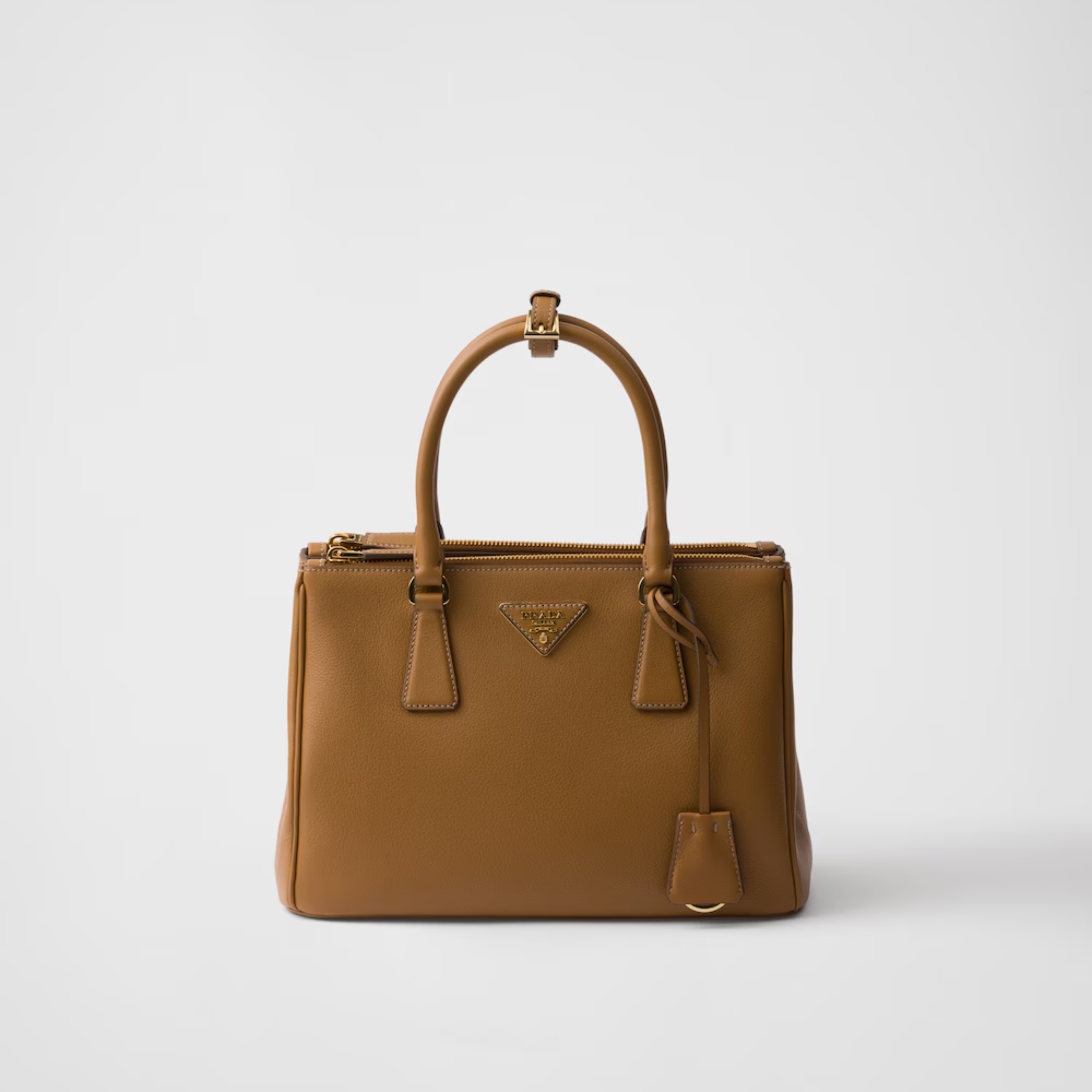 [PRADA] MEDIUM GALLERIA LEATHER BAG, CALFSKIN – CARAMEL
