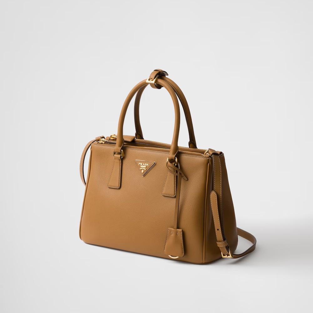 [PRADA] MEDIUM GALLERIA LEATHER BAG, CALFSKIN – CARAMEL